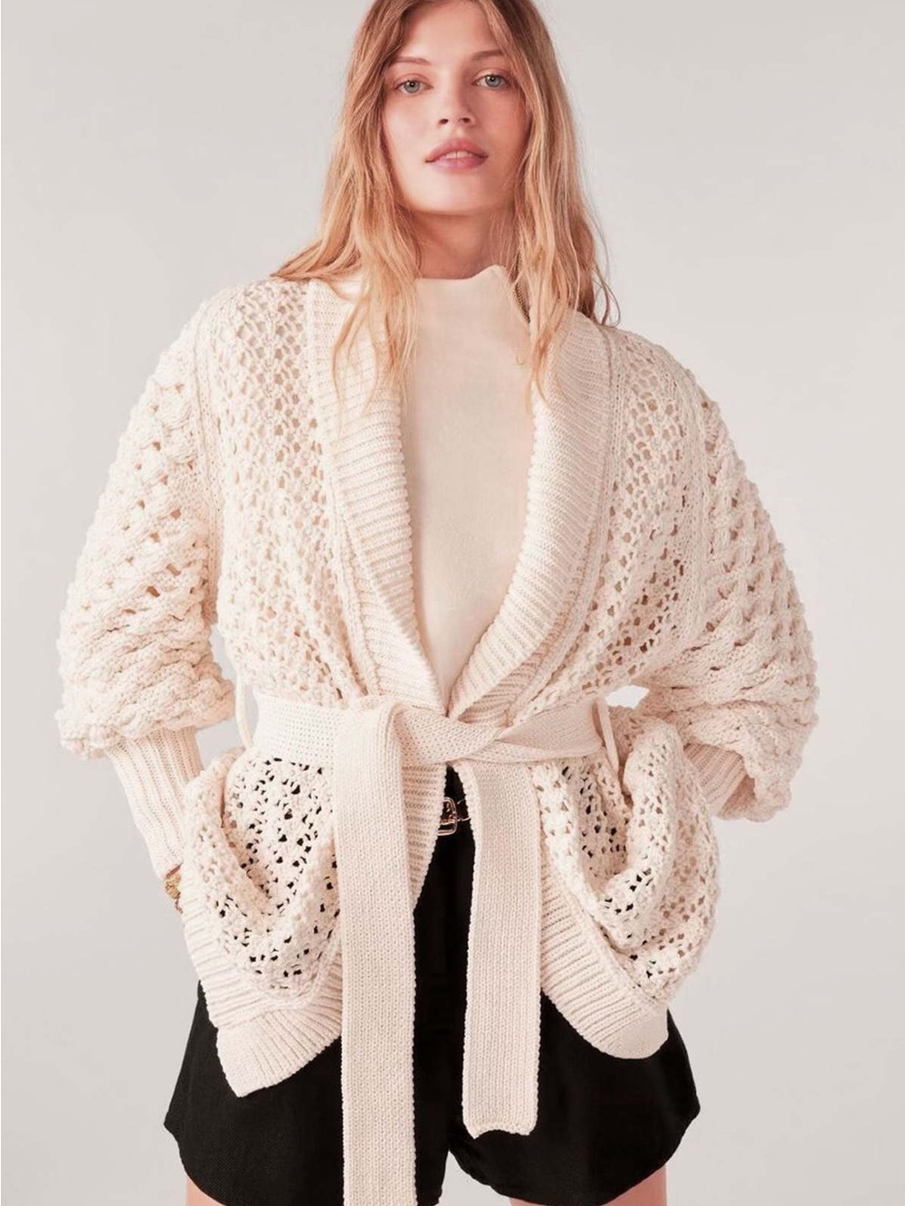 Ba&sh Kry Crochet Knit Cardigan - Size 1 (small)
